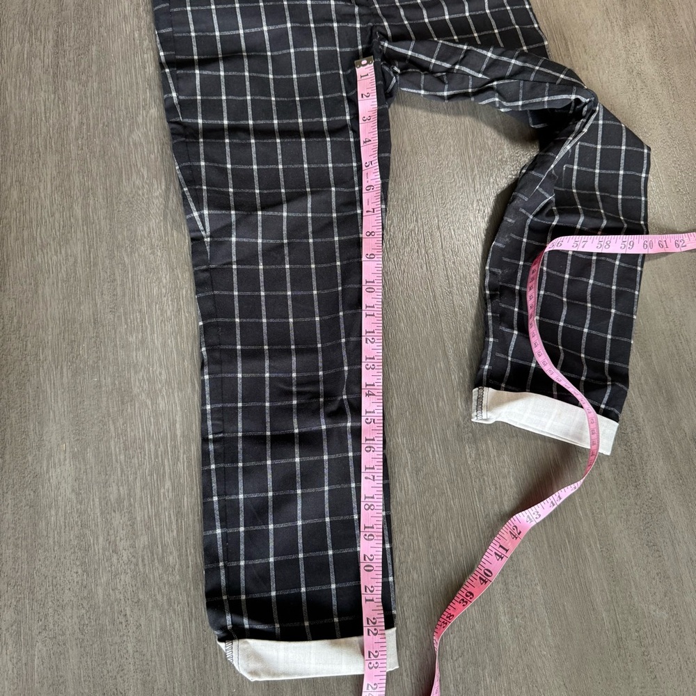 Black And White Gingham Skinny Pants Cuffs M - Picture 9 of 9
